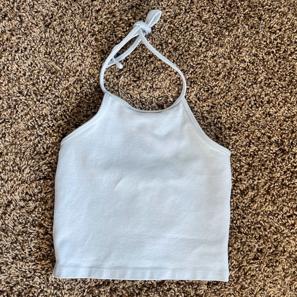 Light blue halter crop top talula xxs